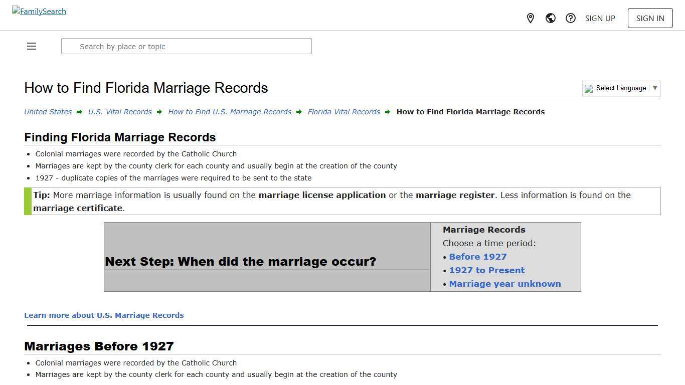 How to Find Florida Marriage Records • FamilySearch